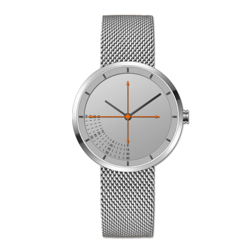 Unisex Minimalist Silver Watch Mesh Strap