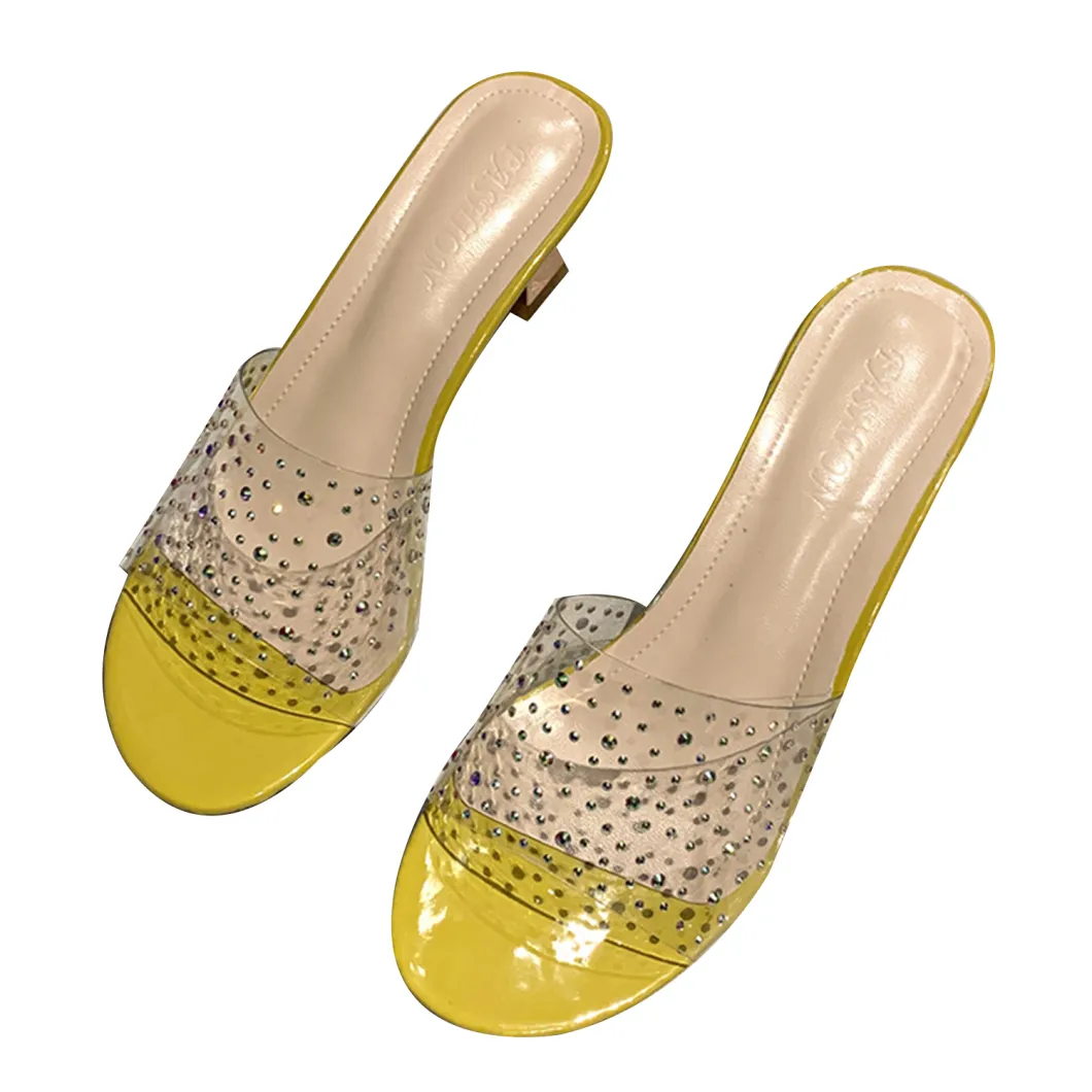 Superstarer Lasted Ladies Crystal Jelly Heel Sandals High Heel Plastic Transparent Clear Women Wedge Sandals