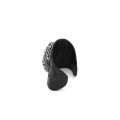 Anello da dito con fiore bianco in pelle di serpente in pelle di colore nero moda per donna