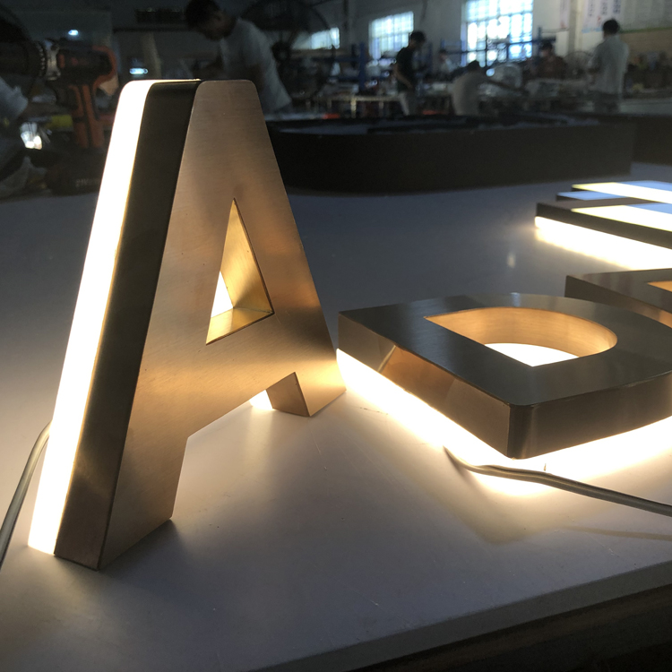 Customized Stainless Steel Brushed Lighting Signage Metal 3d Letters Led 3D Illuminated Channel Letters Store Sign