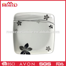 Custom flower print square snake melamine plate