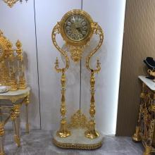 Luxury Vintage Golden Standing Floor Clock - Crystal Gold Grandfather Clock