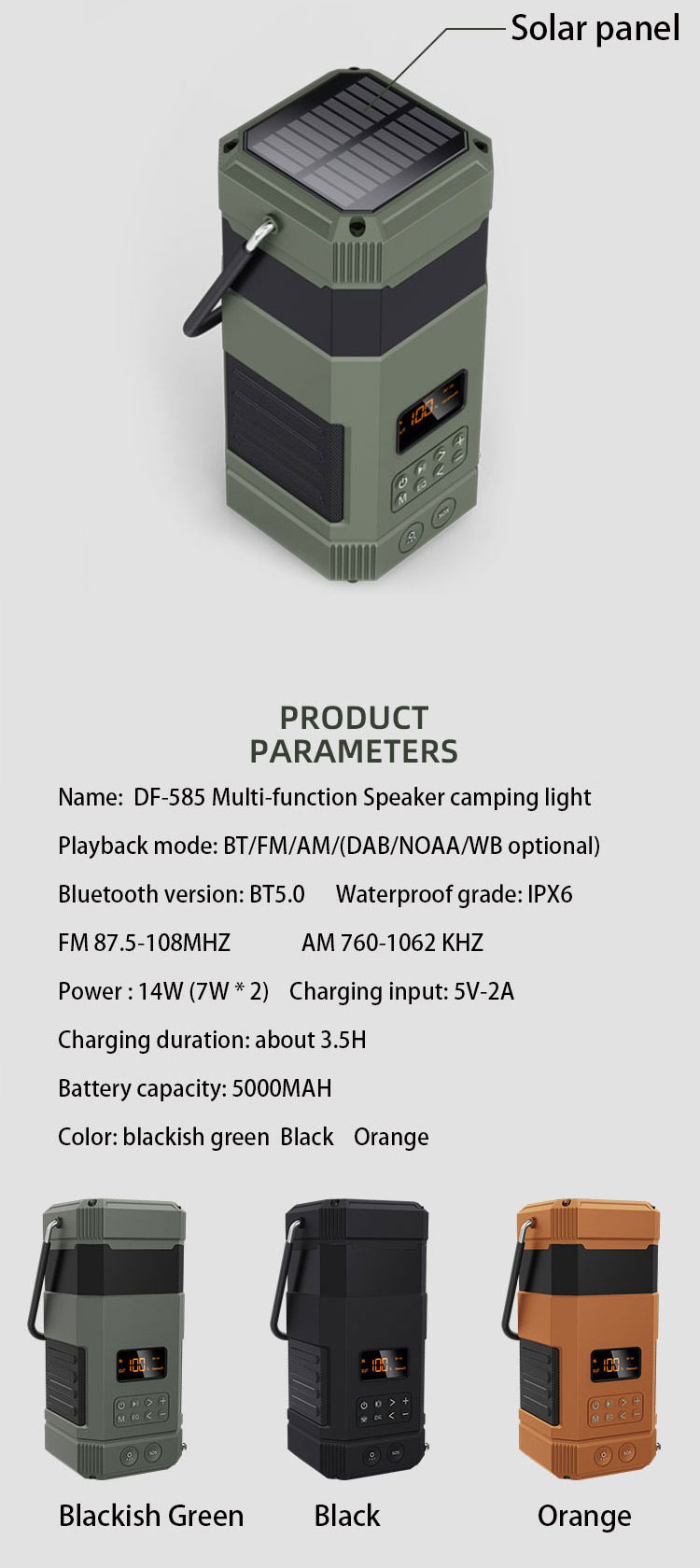 Df585 Solar Radio Speaker