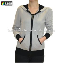 Cashmere Woman Basic Hoodie Sweater Coat, Women Wool Stripe Sweater