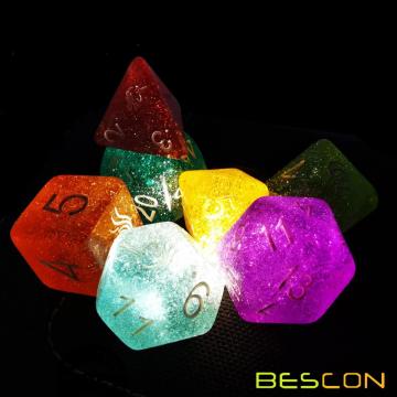 Bescon Unicorns Rainbow Sparkled Многогранные D &amp; D Dice Dice Набор из 7 красочных ролевых игр Ролевая игра в кости 7шт. Набор