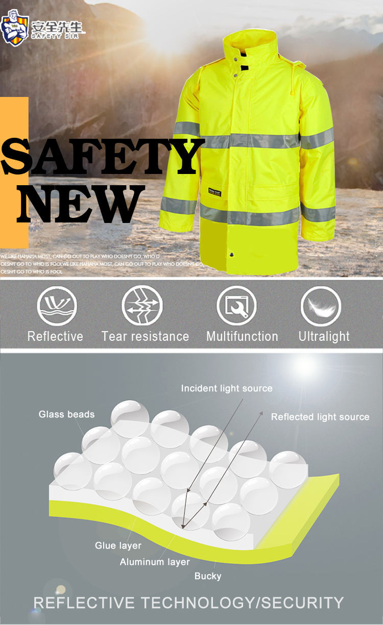 CE EN20471 ANSI winter reflective safety jacket, 300D water proof fabric and Zip fasten