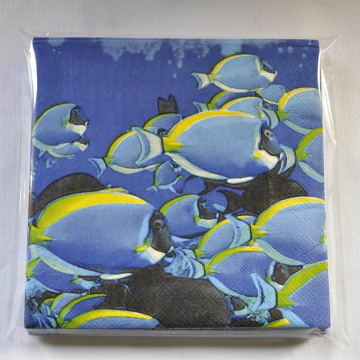 Blue Sea Fish 330X330mm Printed Tissue