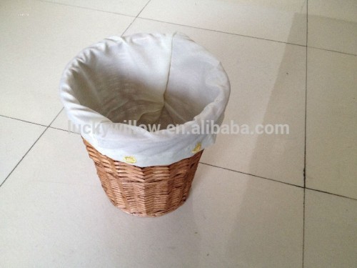 natural wicker wastepaper basket with cream lining