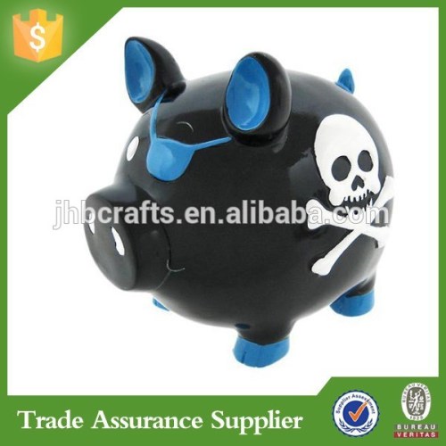 Resin Series Black pirate Pig Polyresin Money Box