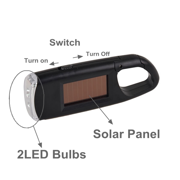 LED -laddningsbar solenergi ficklampan nyckelring