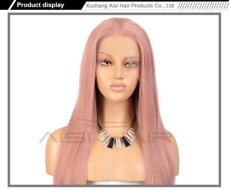 Straight Lace Frontal 26 Inch Wig Synthetic Cosplay Long Pink Wig Silky Front Lace Hair Wigs For Black White Women
