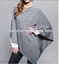 Ladies 100% cashmere flat knitted poncho