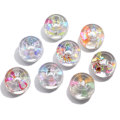 Kawaii mignon lâche résine ronde claire formes assorties paillettes à l&#39;intérieur de belles charmes de résine de vente chaude creuse 100 pièces décors bon marché