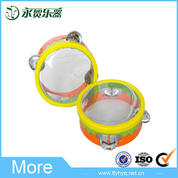 flashing glow tambourine plastic round shape cartoon tambourine toy drum set