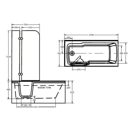 Nuevo baño en remojo para una persona con vidrio templado para personas discapacitadas