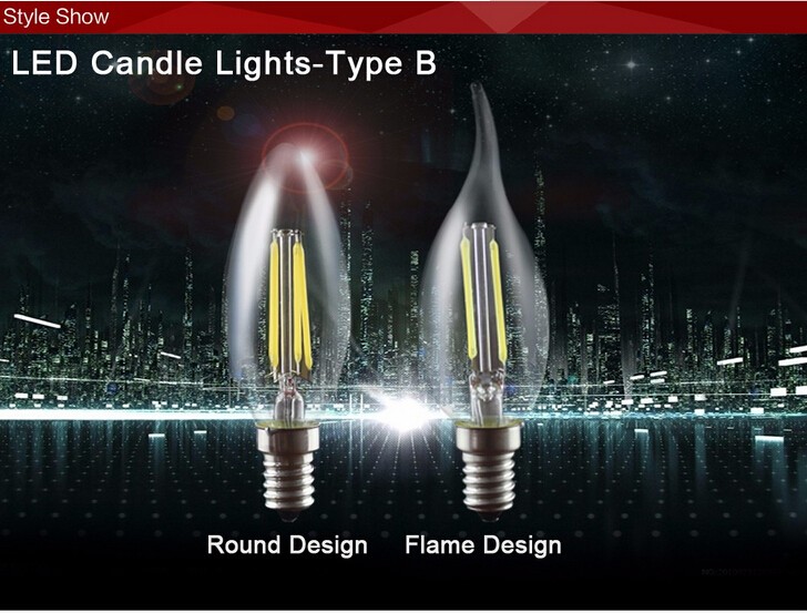 Glass Candle Led Filament Bulb Home Lighting Ampoule Led E14 Candle Energy Saving Lamp Light Bombilla Led E14 COB 220v 2W 4W 6w