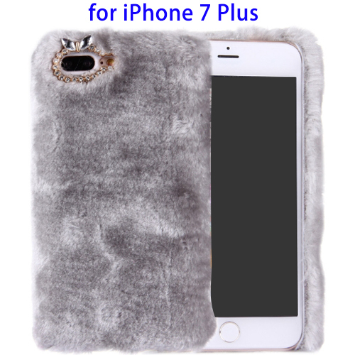 Aliexpress Hair Rabbit Fur Phone Case for iPhone 7, Protective Fur Case for iPhone 7 Wholesale