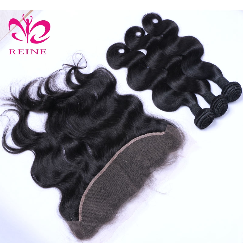 REINE 100% Human Hair Cheap Unprocessed Virgin Brazilian Body Wave and  Lace Frontals With Baby Hair