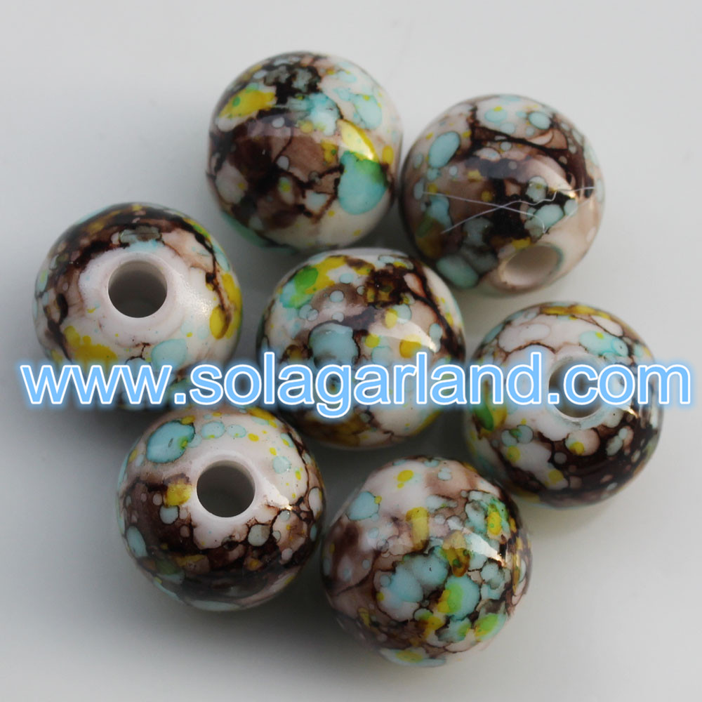 Plastic Painted Chunky Round Beads