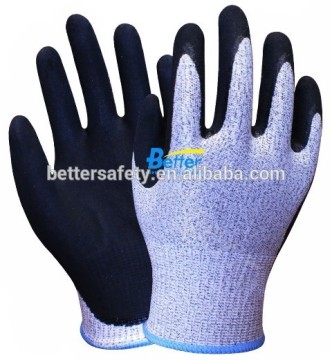 Discount Gray HPPE Coated Black Sandy Nitrile Cut Resistant Gloves