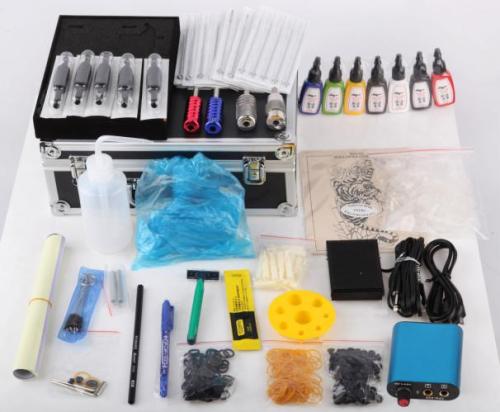 Kits de tatuagem profissional máquinas com fonte de alimentação de tintas 7color 4 armas