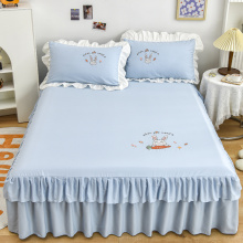 Bedskirts Definir lençóis de cama de camada de dupla camada floral