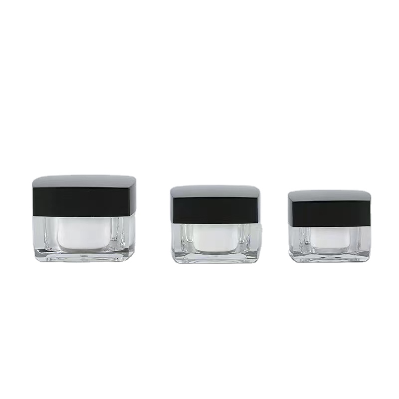 Clear Black Square CosmeticCream Διπλό Ακρυλικό με Καπάκι