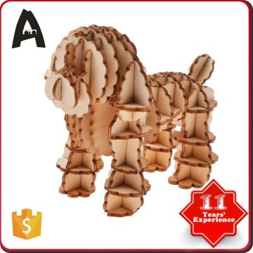 With quality warrantee factory supply wooden animal 3d puzzle