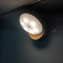 Wood Printing 360 Rotating Smart Induction Night Light Dual Sensor Motion Nightlight