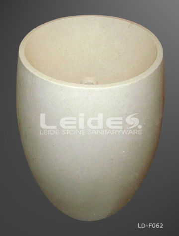 White limestone column pedestal sink