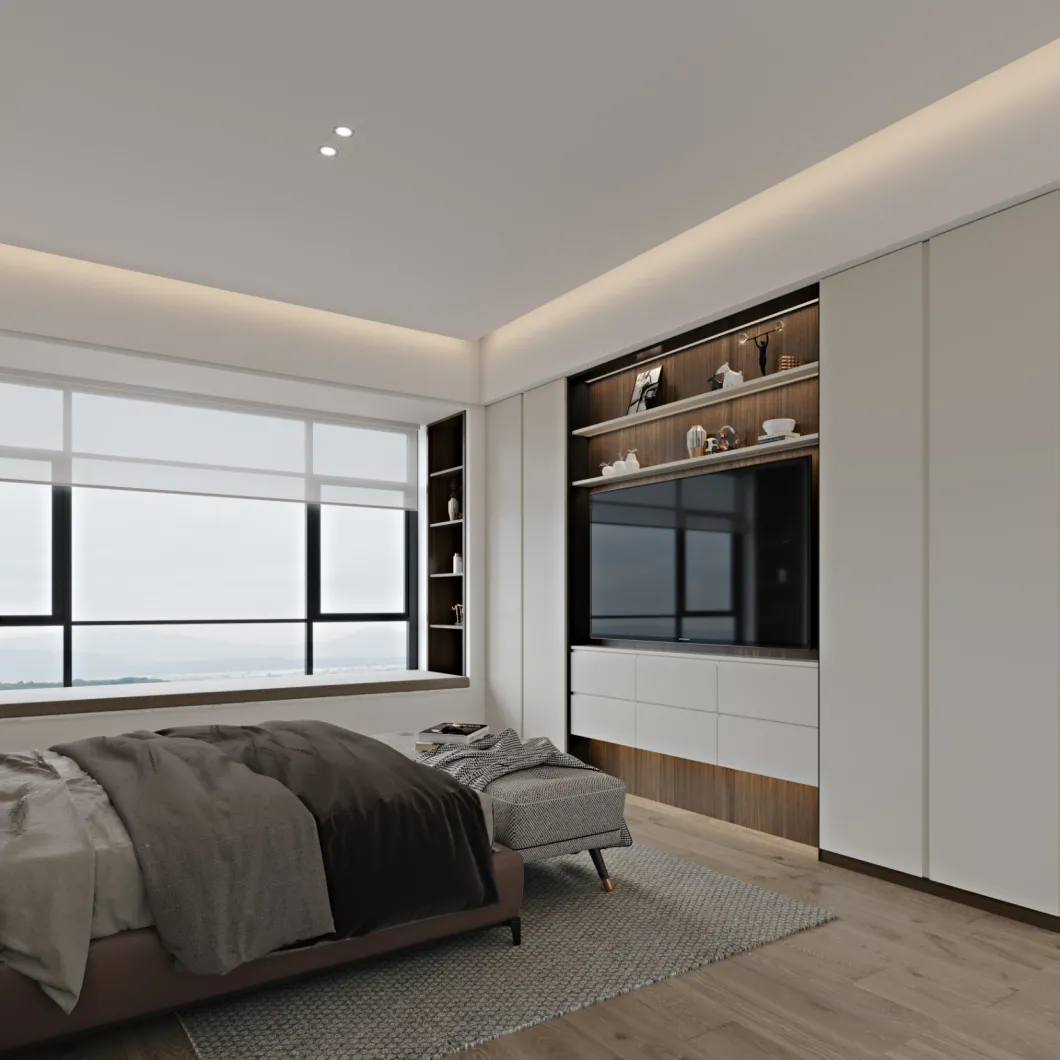 Modern and Simple Laminate Bedroom Wardrobe with Tall Cabinet Design