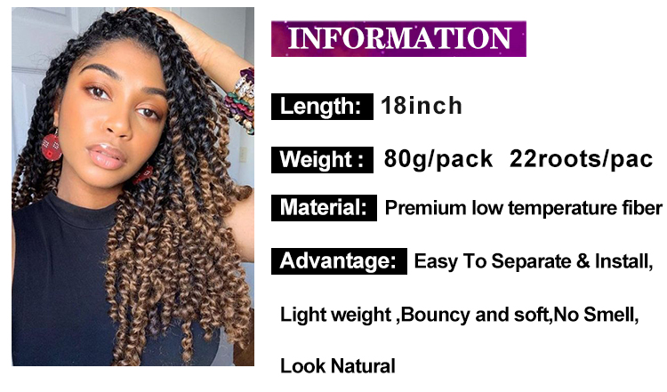 Synthetic Hair Extension Pre Twisted Pretwisted Passion Twist 24 Inch Water Wave Crochet Braids Passion Twist Hair