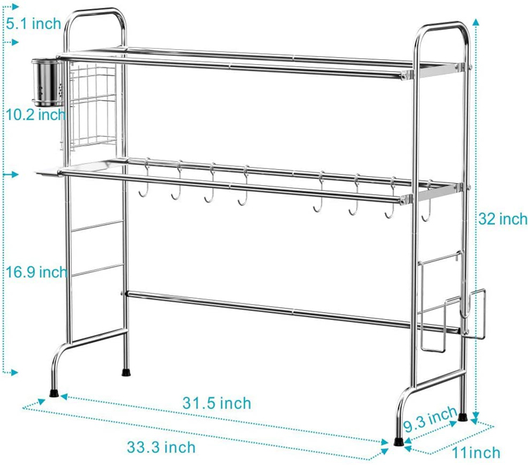 Yuming Factory 2 tier dish rack kitchen organizer dish drying rack over kitchen sink counter top storage holders & racks