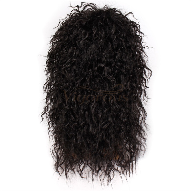 Vigorous Long Curly 80S Men Hair Wig Heat Resistant Synthetic Black Punk Puffy Headgear Fashion Heavy Rocker Style Cosplay Wig