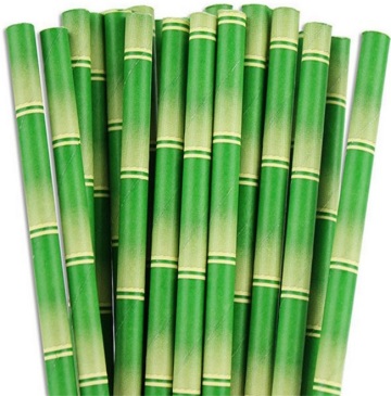 Green and white striped straws for sale