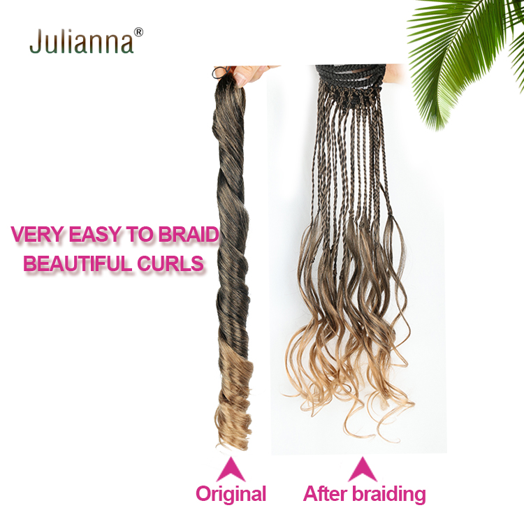 Julianna 150G 75G French Curl Silky Extensions Bundles Loose Wavy Curls Ombre Synthetic Hair Loose Wave Curly Braiding Hair