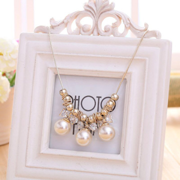 Champagne Pearl Rhinestone Sweater Chain Lovely Temperament Necklace