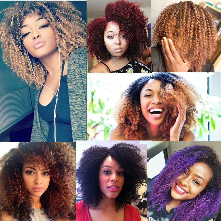 18 Colors Available one pack 3 pieces Freetress 8 Inch marlybob kinky curls crochet braiding hair