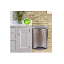 Single Recycling Bin,50L Rubbish Bin Elegant looking Trash Bin with Flat Lid,Waste Disposal Bin with Pedal-Inner Bucket