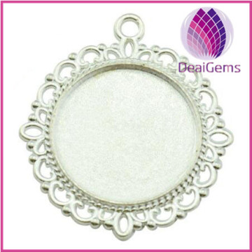 Pendant tray , 20mm round pendant tray with lace ,white pendant tray