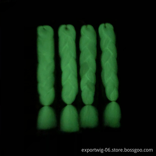 Glowing Jumbo Braiding Hair 24 inch Colorful Synthetic Hair Extension Attachments Braids Synthetic