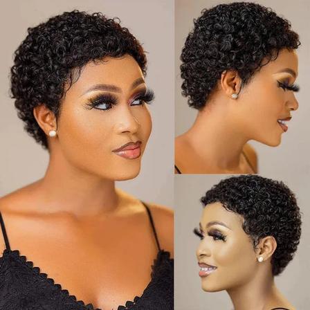 Short Jerry Curly Human Hair Wig 7inch