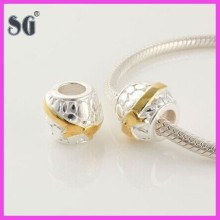 925 Solid Sterling Silver two-tone plated Gold Charming Bow Shaped beads