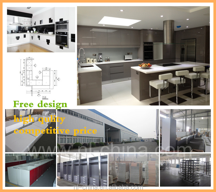 Flat Pack complete Painted Kitchen Furnitures, kitchen cabinet aluminum frame glass door