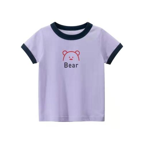 動物の頭が付いている子供の半袖Tシャツ