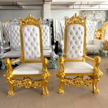 Elegant White Throne Chairs and King Golden Throne Chair for Large Weddings