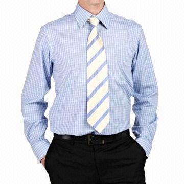 Men's dress shirt, checkered pattern, regular fit, collar stays, stiff collar