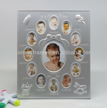 Decorative aluminum baby one year memory picture photo frame for baby gift