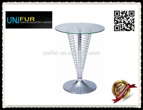 Replica modern cheap round glass coffee table with wire base for dining room