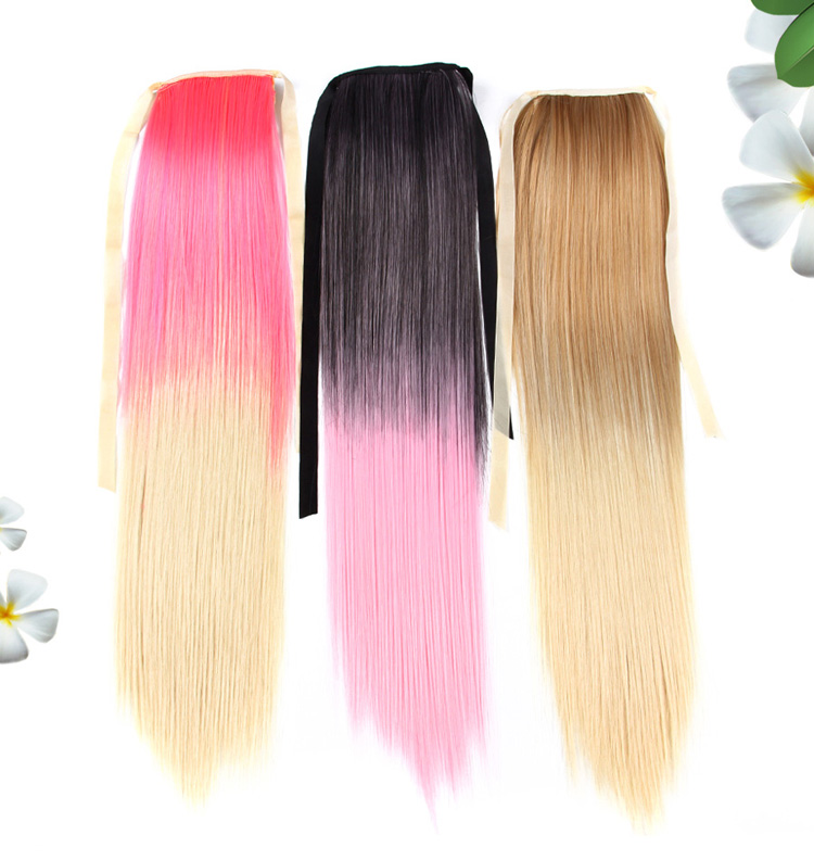 AliLeader High Quality Wholesale 20 Inch Silky Straight Ombre Ponytail Clip In Ponytail Hair Extensions